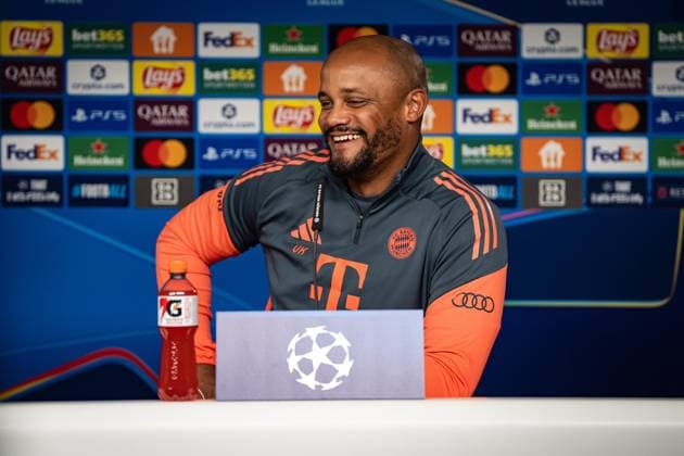Soccer Champions League Press Conference FC Bayern Munich on 21 10 2025 at the training ground at Säbener Straße in Munich Vincent Kompany Coach Head Coach Munich Photo by FC Bayern Munich via REVIERFOTO xRx