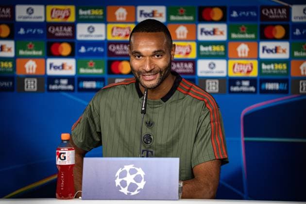 Soccer Champions League press conference FC Bayern Munich on 21 10 2025 at the training ground at Säbener Straße in Munich Jonathan Tah Munich Photo by FC Bayern Munich via REVIERFOTO xRx
