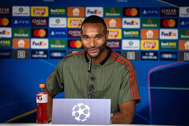 Soccer Champions League press conference FC Bayern Munich on 21 10 2025 at the training ground at Säbener Straße in Munich Jonathan Tah Munich Photo by FC Bayern Munich via REVIERFOTO xRx
