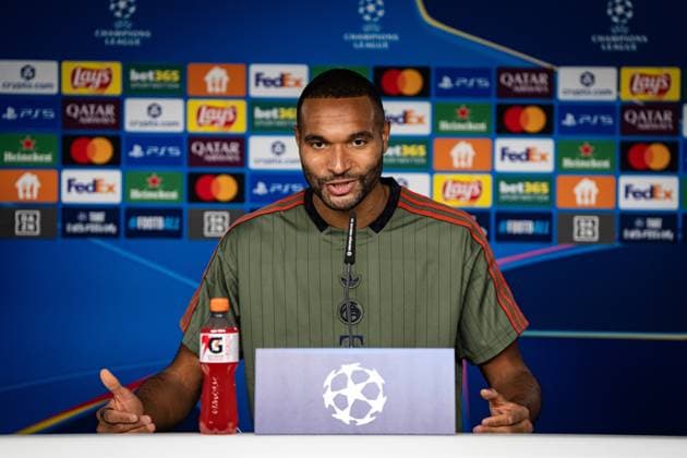 Soccer Champions League press conference FC Bayern Munich on 21 10 2025 at the training ground at Säbener Straße in Munich Jonathan Tah Munich Photo by FC Bayern Munich via REVIERFOTO xRx