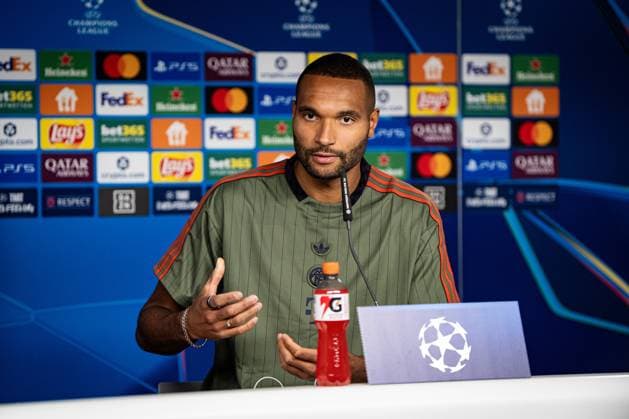 Soccer Champions League press conference FC Bayern Munich on 21 10 2025 at the training ground at Säbener Straße in Munich Jonathan Tah Munich Photo by FC Bayern Munich via REVIERFOTO xRx