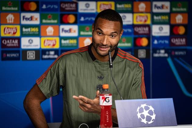 Soccer Champions League press conference FC Bayern Munich on 21 10 2025 at the training ground at Säbener Straße in Munich Jonathan Tah Munich Photo by FC Bayern Munich via REVIERFOTO xRx