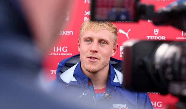 Leipzig, 21 10 2025, Red Bull training center at Cottaweg, Academy, Football, Rasenballsport Leipzig, Training RB Leipzig, In the picture Xaver Schlager 24, RB Leipzig ,