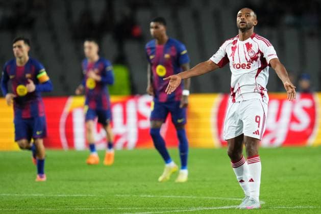 during the UEFA Champions League match, between FC Barcelona, Barca and Olympiacos FC, Lluis Companys Stadium on October 21, 2025 in Barcelona, Spain. (Photo by Bagu Blanco PRESSIN).. Copyright: xBaguxBlancox xPRESSINx