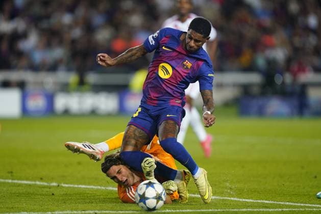 during the UEFA Champions League match, between FC Barcelona, Barca and Olympiacos FC, Lluis Companys Stadium on October 21, 2025 in Barcelona, Spain. (Photo by Bagu Blanco PRESSIN).. Copyright: xBaguxBlancox xPRESSINx