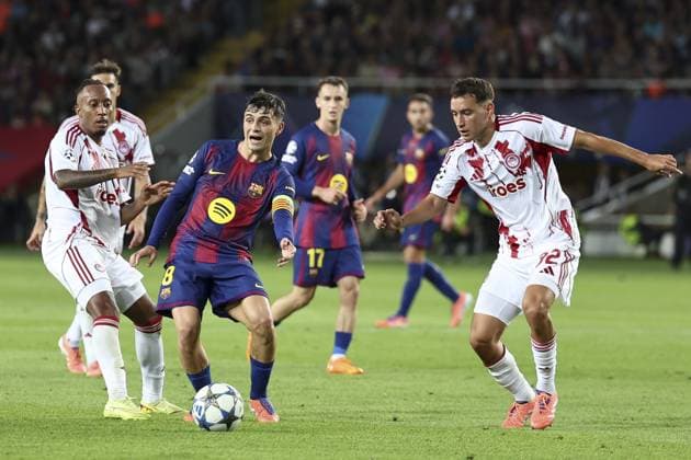 FC Barcelona, Barca v Olimpiacos - UEFA Champions League BARCELONA, SPAIN - OCT 21: Barcelona s Spanish midfielder Pedri during the UEFA Champions League phase day 3 football match between FC Barcelona and Olimpiacos at the Estadi Olimpic Lluis Companys, on October 21, 2025 Adria Puig Anadolu Barcelona Spain. Editorial use only. Please get in touch for any other usage.  Copyright: x2025xAnadoluxAdriaxPuigx