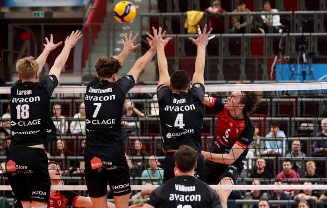 BAU 21 10 2025 Ludwigsburg Volleyball Barock Volleys MTV Ludwigsburg vs SVG Lüneburg,Ben Simon Bonin LB, right
