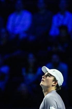 21st October 2025; St. Jakobshalle, Basel, Switzerland; 2025 ATP, Tennis Herren Swiss Indoor Tennis Day 3; Joao Fonseca (BRA) in action during the match against Giovanni Mpetshi Perricard (FRA) in the first round  DavidxEmm
