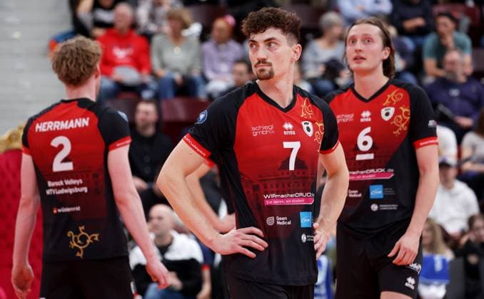 BAU 21 10 2025 Ludwigsburg Volleyball Barock Volleys MTV Ludwigsburg vs SVG Lüneburg, Tm Köpfli LB, disappointed in front