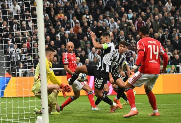 Bruno Guimaraes of Newcastle United sees his shot saved by Anatoliy Trubin goalkeeper for Benfica Newcastle United v Benfica, UEFA Champions League, Group Stage, Football, St James Park, Newcastle, UK - 21 Oct 2025Newcastle St James Park United Kingdom EDITORIAL USE ONLY No use with unauthorised audio, video, data, fixture lists, club league logos or live services. Online in-match use limited to 120 images, no video emulation. No use in betting, games or single club league player publications.  Copyright: xRichardxLee Shutterstockx 15552303x