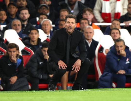 Diego Simeone (Atletico Madrid manager) at the Arsenal v Atletico Madrid UEFA Champions League match, at the Emirates Stadium, London, UK on 21st October, 2025. 