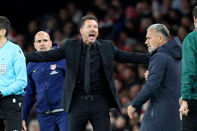 Arsenal FC v Atletico de Madrid - UEFA Champions League 2025 26 League Phase MD3 Diego Simeone, head coach of Atletico Madrid reacts during the UEFA Champions League 2025 26 League Phase MD3 match between Arsenal FC and Atletico de Madrid at Arsenal Stadium on October 21, 2025 in London, England. London Arsenal Stadium England United Kingdom Copyright: xNealxSimpson Sportsphoto APLx 14139293