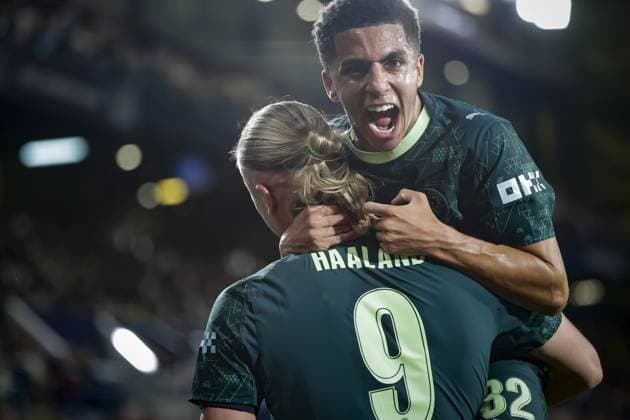 Villarreal CF v Manchester City - UEFA Champions League VILLARREAL, SPAIN - OCTOBER 21: Erling Haaland of Manchester City celebrates after scoring a goal during Champions League match between Villarreal CF and Manchester City at La Ceramica stadium in Villarreal, Spain on October 21, 2025. Jose Miguel Fernandez Anadolu Villarreal Spain. Editorial use only. Please get in touch for any other usage.  Copyright: x2025xAnadoluxJosexMiguelxFernandezx