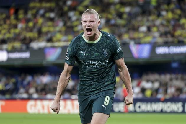 Villarreal CF v Manchester City - UEFA Champions League VILLARREAL, SPAIN - OCTOBER 21: Erling Haaland of Manchester City celebrates after scoring a goal during Champions League match between Villarreal CF and Manchester City at La Ceramica stadium in Villarreal, Spain on October 21, 2025. Jose Miguel Fernandez Anadolu Villarreal Spain. Editorial use only. Please get in touch for any other usage.  Copyright: x2025xAnadoluxJosexMiguelxFernandezx