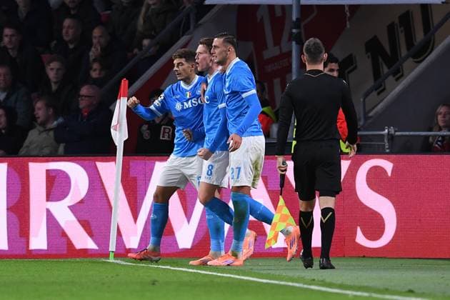 Soccer UEFA Champions League matchday 3 PSV Eindhoven SSC Napoli on 21 10 2025 at Philips Stadion in Eindhoven Goal celebration for 0 1 by Scott McTominay Napoli xRx