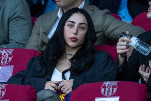 Spain-Football-Champions League FC Barcelona, Barca v Olympiacos in Barcelona, Spain. Barcelona, Spain, 21, October, 2025. Nicki Nicole before Champions League match between FC Barcelona and Olympiacos in Olympic Stadium Lluis Companys, Barcelona, Spain, on October 21, 2025. Barcelona Olympic Stadium Lluis Companys Barcelona Spain