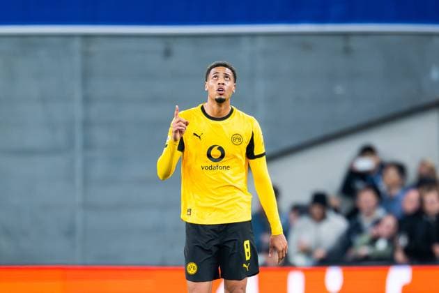 21 10 2025 Football, 2025 2026, Champions League, Matchday 3, FC Copenhagen Borussia Dortmund Felix Nmecha Dortmund celebrates after his goal to make it 0 1