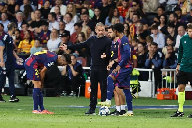 Hansi Flick (Barcelona), OCTOBER 21, 2025 - Football Soccer : UEFA Champions League League phase match day 3 between FC Barcelona, Barca - Olympiacos FC at the Estadi Olimpic Lluis Companys in Barcelona, Spain. Noxthirdxpartyxsales  aflo_307722870