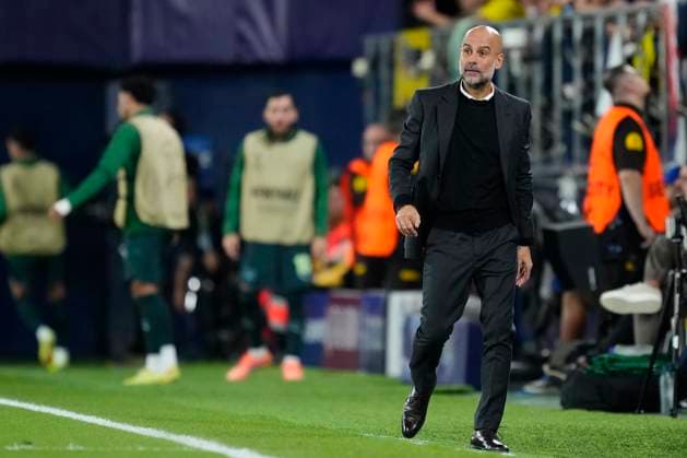 Villarreal CF v Manchester City - UEFA Champions League 2025 26 League Phase MD3 Pep Guardiola head coach of Manchester City and Spain reacts during the UEFA Champions League 2025 26 League Phase MD3 match between Villarreal CF and Manchester City at Estadio de la Ceramica on October 21, 2025 in Villarreal, Spain. Villarreal Castellon Spain  Copyright: xJosexBretonx originalFilename:bretonhernandez-villarre251021_nphPX.jpg