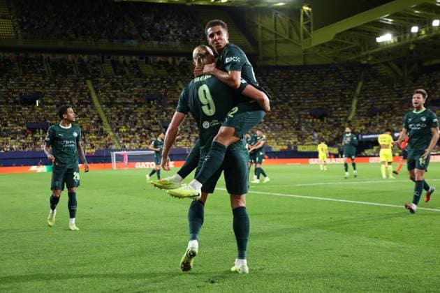 ESP: Villarreal CF v Manchester City. UEFA Champions League. Matchday 3. Erling Haaland of Manchester City FC celebrates after scoring the 0-1 during the UEFA Champions League match, between Villarreal CF and Manchester City, La Ceramica Stadium on October 21, 2025 in Villarreal, Spain. kpng Copyright: xMiguelxMarruffox xPRESSINx MM_251021_VIL_MAN_2526_1747