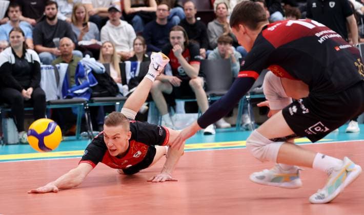 BAU 21 10 2025 Ludwigsburg Volleyball Barock Volleys MTV Ludwigsburg vs SVG Lüneburg, Tomi Saarinen LB, left