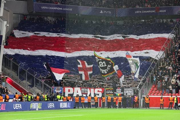 Champions League Bayer 04 Leverkusen Paris Saint Germain on 21 10 2025 at the BayArena in Leverkusen The PSG fans in the guest block with a choreography MH
