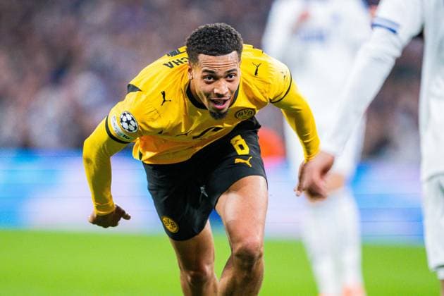 21 10 2025 Football, 2025 2026, Champions League, Matchday 3, FC Copenhagen Borussia Dortmund Felix Nmecha Dortmund celebrates after his goal to make it 1 3