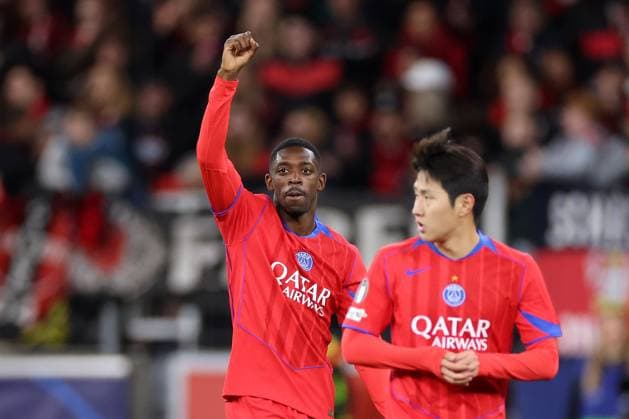 LEVERKUSEN - Ousmane Dembele of Paris Saint-Germain celebrates 2-6 during the UEFA Champions League match between Bayer 04 Leverkusen and Paris Saint-Germain at the Bay Arena on October 21, 2025, in Leverkusen, Germany. ANP Hollandse Hoogte Bart Stoutjesdijk UEFA Champions League 2025 26 xVIxANPxSportx xBartxStoutjesdijkxIVx 539901487 originalFilename: 539901487.jpg