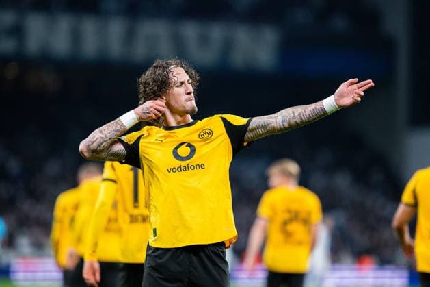 21 10 2025 Football, 2025 2026, Champions League, Matchday 3, FC Copenhagen Borussia Dortmund Fabio Silva Dortmund celebrates after his goal to make it 1 4