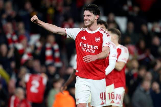 Arsenal FC v Atletico de Madrid - UEFA Champions League 2025 26 League Phase MD3 Declan Rice of Arsenal celebrates after winning the UEFA Champions League 2025 26 League Phase MD3 match between Arsenal FC and Atletico de Madrid at Arsenal Stadium on October 21, 2025 in London, England. London Arsenal Stadium England United Kingdom Copyright: xNealxSimpson Sportsphoto APLx 14139347