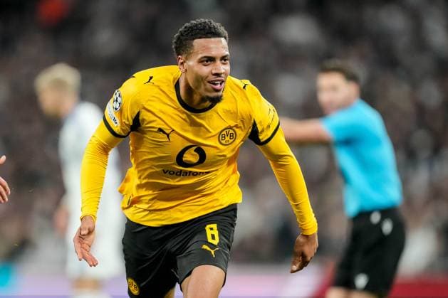 Felix Nmecha (Borussia Dortmund) celebrates after scoring his team s third goal during the UEFA Champions League 2025 26 League Phase MD3 match between F.C. Copenhagen and Borussia Dortmund at Parken Stadium on October 21, 2025 in Copenhagen, Denmark. (Photo by Alex Gottschalk DeFodi Images) Felix Nmecha Borussia Dortmund celebrates after scoring his team s third goal during the UEFA Champions League 2025 26 League Phase MD3 match between F C Copenhagen and Borussia Dortmund at Parken Stadium on October 21, 2025 in Copenhagen, Denmark Photo by Alex Gottschalk DeFodi Images