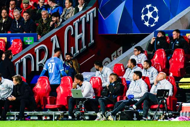 Lorenzo Lucca of SCC Napoli has to leave the field with a red card PSV Eindhoven v SSC Napoli, UEFA Champions League 2025 26 League Phase MD3, PSV Eindhoven v SSC Napoli, PSV Stadion, October 21, 2025, Eindhoven, Netherlands.