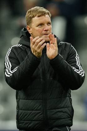 21st October 2025; St James Park, Newcastle, England; UEFA Champions League Football, Newcastle United versus Benfica; Newcastle United manager Eddie Howe at full time  CraigxCowan