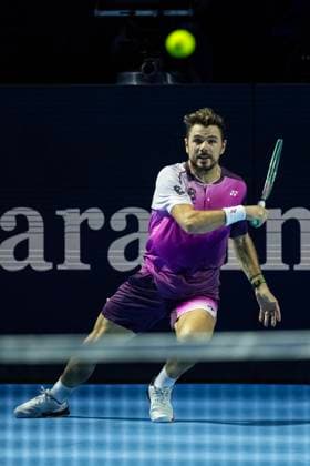 21st October 2025; St. Jakobshalle, Basel, Switzerland; 2025 ATP, Tennis Herren Swiss Indoor Tennis Day 3; Stan Wawrinka (SUI) in action during the match against Miomir Kecmanovic (SRB) in the first round  DavidxEmm