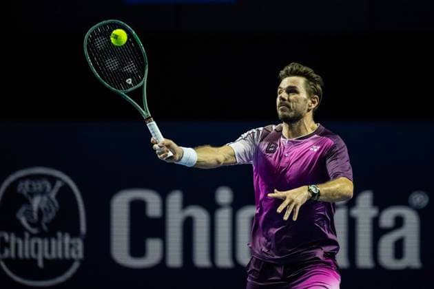 21st October 2025; St. Jakobshalle, Basel, Switzerland; 2025 ATP, Tennis Herren Swiss Indoor Tennis Day 3; Stan Wawrinka (SUI) in action during the match against Miomir Kecmanovic (SRB) in the first round  DavidxEmm