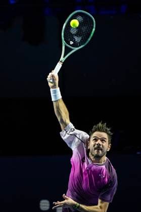 21st October 2025; St. Jakobshalle, Basel, Switzerland; 2025 ATP, Tennis Herren Swiss Indoor Tennis Day 3; Stan Wawrinka (SUI) in action during the match against Miomir Kecmanovic (SRB) in the first round  DavidxEmm