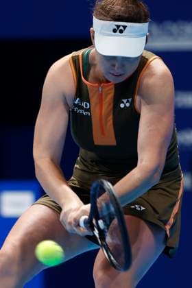 October 22, 2025, Tokyo, Japan: Linda NOSKOVA (CZE) returns a shot against McCartney KESSLER (USA) during their match at the Toray Pan Pacific Open Tennis at Ariake Colosseum in Tokyo. The tournament runs from October 20 to 36. Noskova won 7-5, 3-6, 4-6. Tokyo Japan - ZUMAm191 20251022_aap_m191_018 Copyright: xRodrigoxReyesxMarinx