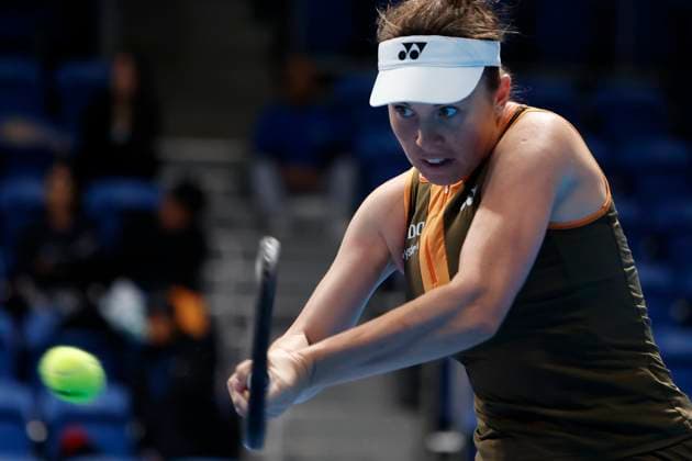 October 22, 2025, Tokyo, Japan: Linda NOSKOVA (CZE) returns a shot against McCartney KESSLER (USA) during their match at the Toray Pan Pacific Open Tennis at Ariake Colosseum in Tokyo. The tournament runs from October 20 to 36. Noskova won 7-5, 3-6, 4-6. Tokyo Japan - ZUMAm191 20251022_aap_m191_029 Copyright: xRodrigoxReyesxMarinx