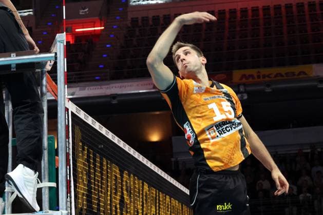 DEU, DVV, 1 VBL, BR Volleys vs VfB Friedrichshafen, 21 10 2025, Max Schmeling Halle, Berlin, DEU, DVV, 1 VBL, BR Volleys vs VfB Friedrichshafen, in the picture Moritz Reichert BR Volleys 15 nordphotoxGmbHx xEngler nph00076