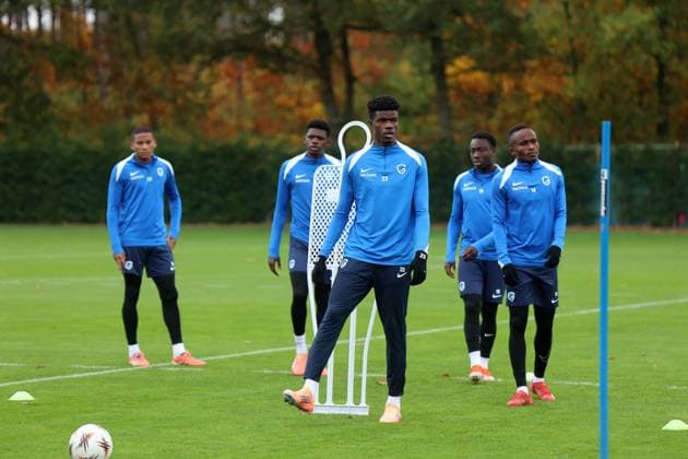 KRC Genk training- UEFA Europa League GENK, BELGIUM - OCTOBER 22 : r23Bibout Aaron forward of KRC Genk training KRC GENK before the UEFA Europa League 2025 26 League Phase game against Real Betis on October 22, 2025 in Genk, Belgium, 22 10 25 Eeklo Belgium  Copyright: xJeffreyxGaensx