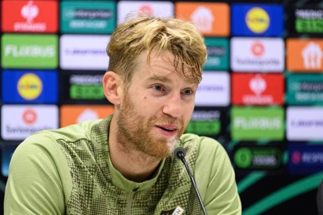 251022 Filip Helander during a press conference with Häcken on October 22, 2025 in Gothenburg Photo Carl Sandin BILDBYRAN kod CS CS0799 fotboll football soccer fotball uefa conference league conference league press conference presskonferens häcken bbeng  Copyright: CARLxSANDIN BB251022CS013