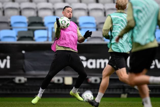 251022 Amor Layoun during a training session with Häcken on October 22, 2025 in Gothenburg Photo Carl Sandin BILDBYRAN kod CS CS0799 fotboll football soccer fotball uefa conference league conference league träning practice training häcken bbeng  Copyright: CARLxSANDIN BB251022CS039