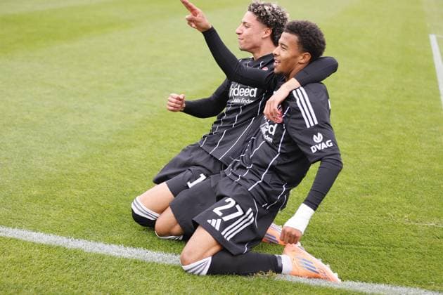 22 10 2025 xphx Dreieich UEFA Youth League 2025 2026 Eintracht Frankfurt Liverpool U19 Goal celebration after the 1-0 goal by Keziah Oteng Mensah Eintracht Frankfurt