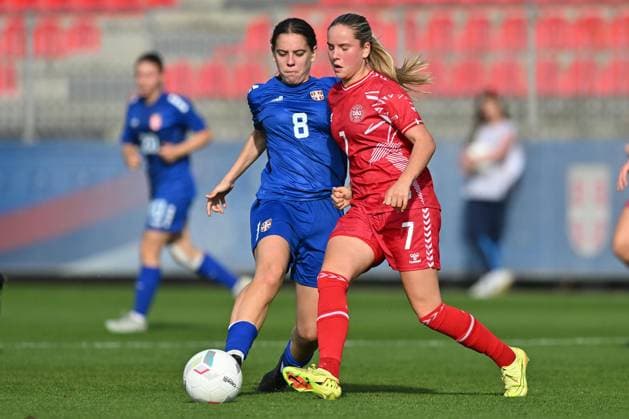 SERBIA U17, U 17 vs DENMARK U17 ANDREA DELJANIN vs NELLIE MULVAD GEJEL football U17 national team, Nationalteam Srbia vs Denmark Evropean championship qualification match at sports center FSS, Stara Pazova 22.10.2025 Foto: FOOTBALL, SERBIA U17, DENMARK U17, European Championship, EM, Europameisterschaft QUALIFICATION Stara Pazova Sports center Stara Pazova Serbia Copyright: xMarkoxMetlas xMNxPressx