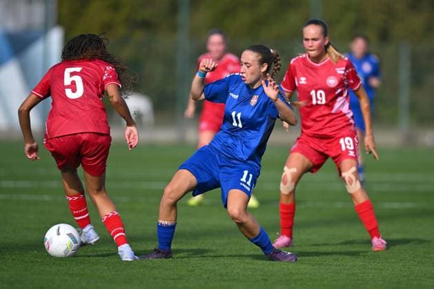 SERBIA U17, U 17 vs DENMARK U17 MARIJA BURGIC football U17 national team, Nationalteam Srbia vs Denmark Evropean championship qualification match at sports center FSS, Stara Pazova 22.10.2025 Foto: FOOTBALL, SERBIA U17, DENMARK U17, European Championship, EM, Europameisterschaft QUALIFICATION Stara Pazova Sports center Stara Pazova Serbia Copyright: xMarkoxMetlas xMNxPressx