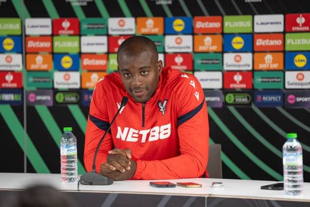 Crystal Palace 22 10 2025. Press and training Crystal Palace forward Jean-Philippe Mateta (14) at the Crystal Palace press conference, PK, Pressekonferenz ahead of Crystal Palace v AEK Larnaca in the UEFA Conference League match at at Selhurst Park, London on 23rd October 2025. Editorial use only , Copyright: xStephenxFlynnx PSI-23085-0108