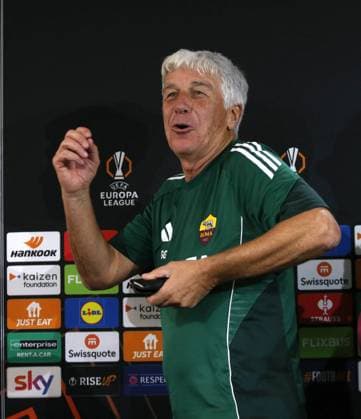 CALCIO - UEFA Europa League - AS Roma - press conference, PK, Pressekonferenz and Training 22.10.2025 Europa League : Conferenza Stampa: Gian Piero Gasperini Zeki Celik Nella foto: Gian Piero Gasperini (Foto Gino Mancini) Rome Italy  Copyright: xIPAxSport ABACAx