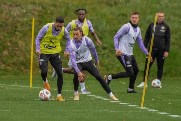 Mathias Pereira Lage Jackson Irvine Pauli Germany , Hamburg , Training ground at Kollaustrasse , Football , 1 Bundesliga , Training of FC St Pauli