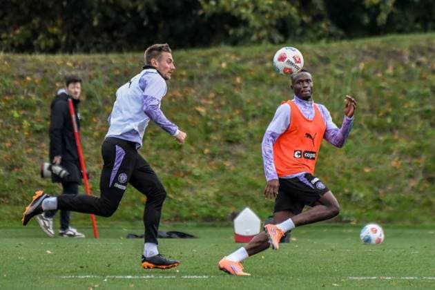 Hauke Wahl Abdoulie Ceesay Pauli Germany , Hamburg , Training ground at Kollaustrasse , Football , 1 Bundesliga , Training of FC St Pauli