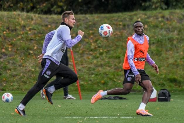 Hauke Wahl Abdoulie Ceesay Pauli Germany , Hamburg , Training ground at Kollaustrasse , Football , 1 Bundesliga , Training of FC St Pauli